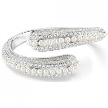 Swarovski Bracciale Rigido Sublima Crystal Pearl Taglio Redondo Bianco Placcato Rodio M