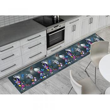 Tappeto Passatoia Antiscivolo per Cucina Fiori Tazzine 50x90