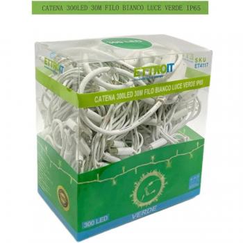 Catena di Luci Natalizie 30 Metri Filo Bianco Verde