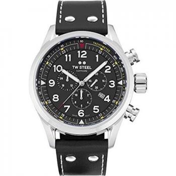 TW Steel Swiss Volante Black Leather Strap Watch