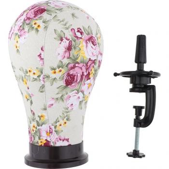 23 Cork Flower Pattern Canvas Block Mannequin Head with Clamp