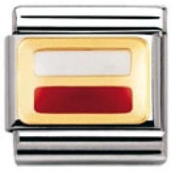 Nomination Composable Classic Europa Flagge Edelstahl, Email und 18K-Gold
