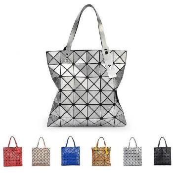 Bolso de hombro Bimirth 6 * 6 PU mate enrejado color plata