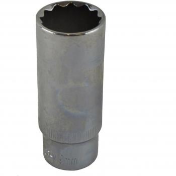 3/8 Drive 19 mm Double‑Deep Metric Socket, 12‑Sided, Dual Hex