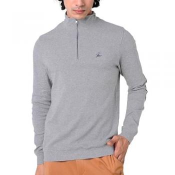 Men’s Grey Elbow‑Patch Half‑Zip Top XL
