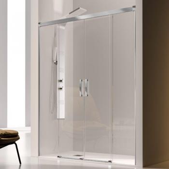 Frontal de ducha Kassandra con 2 soportes fijos y 2 puertas correderas de cristal 140 cm