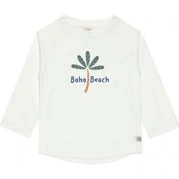 T-shirt mixte anti-UV à manches longues écru avec motifs de palmiers 25-36M