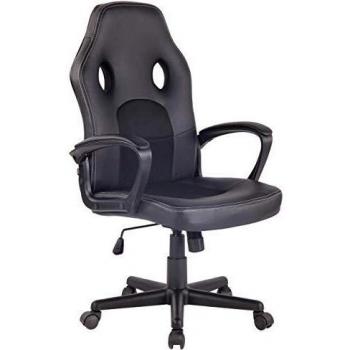 Chaise de Bureau Inclinable Elbing en Similicuir Noir