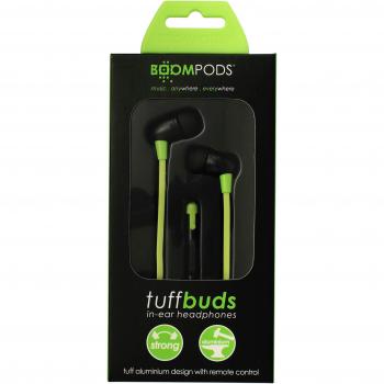 Tuffbuds Green Wired In‑Ear Headset by Boompods