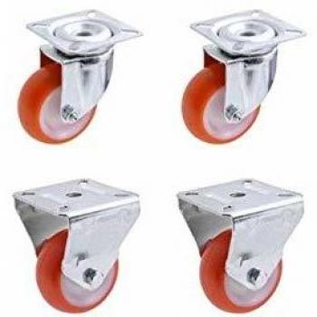 Ensemble de 4 Roulettes Polyuréthane Rouge 30 mm