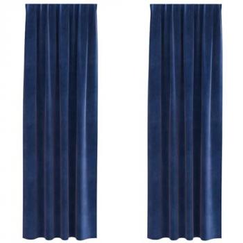Tende veloutate blu scuro con nastro superiore – 2 articoli