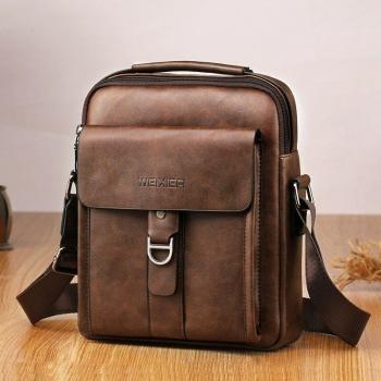 Bolso de hombro vintage para hombre con cremallera