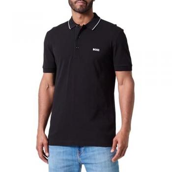 BOSS Green Paule 4 Tipped Collar Polo Shirt Black Size 44/Regular