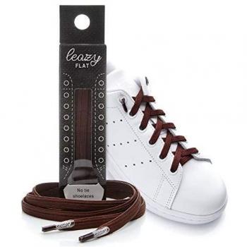 Leazy Lacci elastici piatti-autobloccanti unisexo, Marrone scuro, XL (Fino a 8 Occhielli per Lato)
