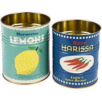 Set of 2 Lemons and Harissa Storage Tins