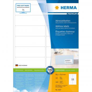 HERMA A4 Address Labels White Paper Matte 99.1x33.8 mm 1600 pcs