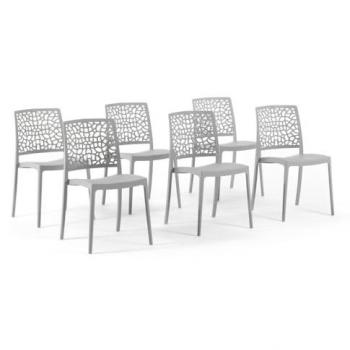 Set de 6 chaises empilables en polypropylène gris