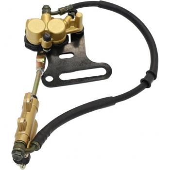 Kit étrier de frein hydraulique arrière, cylindre maître inclus, patin, pour quad 50-125cc (couleur dorée)