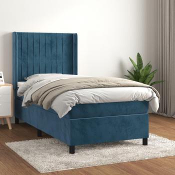 Vidaxl Cama Box Spring Azul Sombra con Colchón Terciopelo 100x200