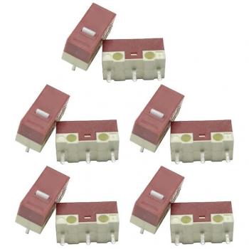 Pack 10 micro‑interrupteurs Huano 20 000 clics – Dot blanc, connecteur argenté 3‑broches
