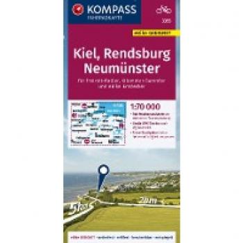 KOMPASS Fahrradkarte 3355 Kiel, Rendsburg, Neumünster 1:70.000