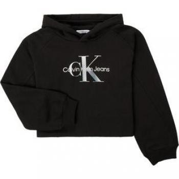 Felpa ragazza Calvin Klein Jeans nera in misto cotone