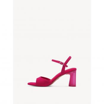 Sandales en velours rose fuchsia (38)