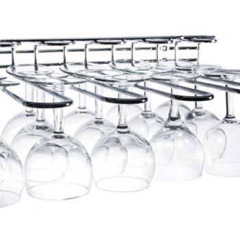 Symple Stuff Chrome Wine Glass Rack – 6 cm H × 45 cm W × 31 cm D