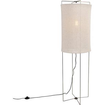 Lampada da terra moderna acciaio paralume lino beige