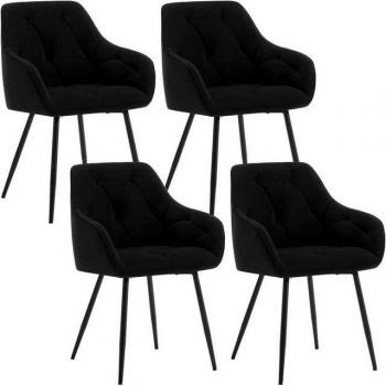 Conjunto de 4 Sillas Elegantes de Terciopelo y Metal Negro