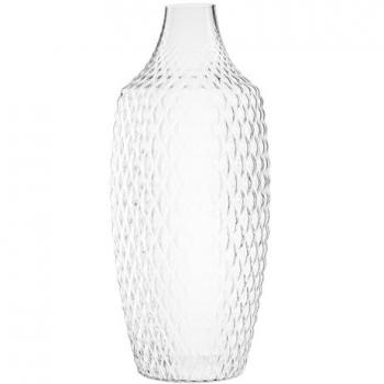 Bodenvase LEONARDO Dekovase POESIA, Relief-Optik, transparent, H:60cm Ø:26cm, Glas, Vasen, aus Glas, handgefertigt