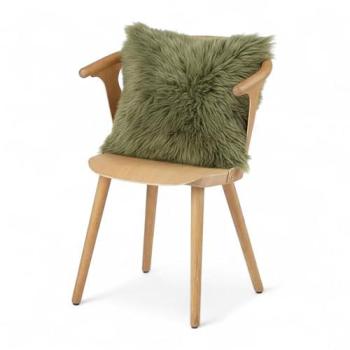 Unisex Infinity Leather Green Sheepskin Cushion 40x40cm