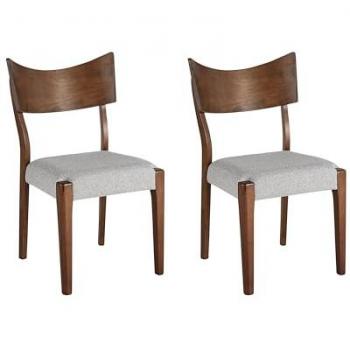 Set di 2 Sedie da Pranzo in Legno di Caucciù Scuro con Seduta Imbottita e Design Moderno-Tradizionale