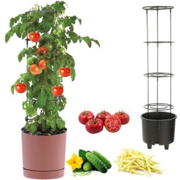 Vase jardin rose Ø40 cm – Contenant extensible pour légumes grimpants