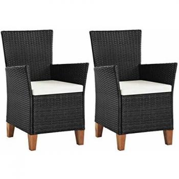 VidaXL Sedie da esterno con cuscini 2 pezzi in polirattan neri