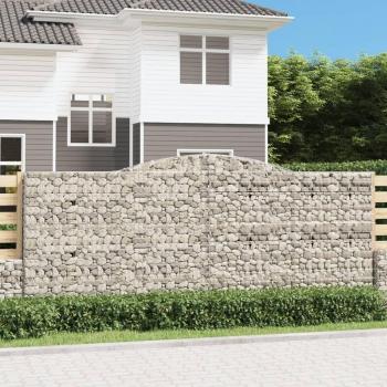 VidaXL 3-Piece Arched Gabion Baskets 400x30x160/180 cm Galvanised Iron