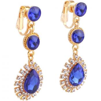 Pendientes de estrás en forma de gota, aretes sin perforaciones para mujer, 12 colores