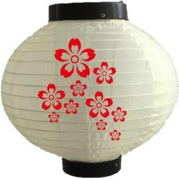 Farol decorativo japonés de tela con patrón de flor de cerezo, 30cm