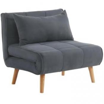 Letto salvaspazio con poltroncina in tessuto Grigio Chiaro