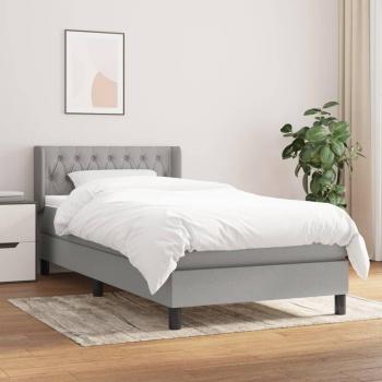 Cama con colchón de muelles gris claro 100x200 cm