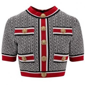 Balmain Women's Jacquard Crop Top