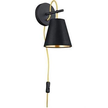 Andreus Black and Gold Wall Lamp, E14 1x40W, D.15cm, H.26.5cm