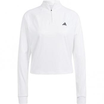 Sudadera de fitness adidas Essentials TR-ES 1/4 Zip mujer blanco, sudadera deportiva con media cremallera, diseño minimalista, talla M