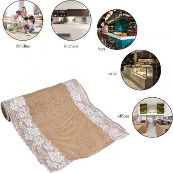 30x275cm Lint-Free Table Flag Kitchen Towel Floral Lace Linen Cover