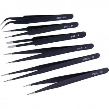 6PCS Stainless Steel Curved and Straight Tweezers