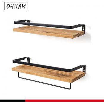 Floating Wall Shelves with Towel Rack