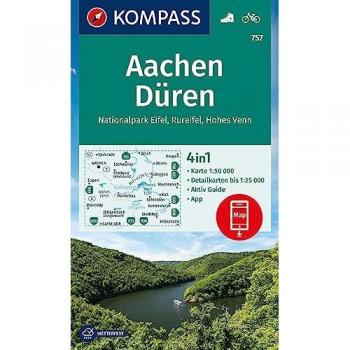 KOMPASS Wanderkarte 757 Aachen, Düren, Nationalpark Eifel, Rureifel, Hohes Venn 1:50.000: 4in1 Wanderkarte mit Aktiv Guide und Detailkarten inklusive ... Verwendung in der KOMPASS-App. Fahrradfahren.
