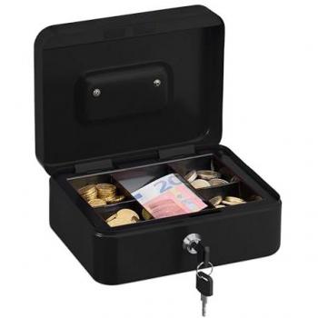 Cassetta di Sicurezza con Inserto Rimovibile, 5 Scomparti, in Ferro, 8,5 x 20 x 17 cm, Nero