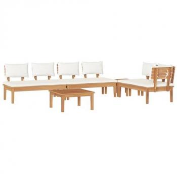 Premium Garden Bench Kit with Cushions & Storage, 5‑Piece Set – Brown & Cream