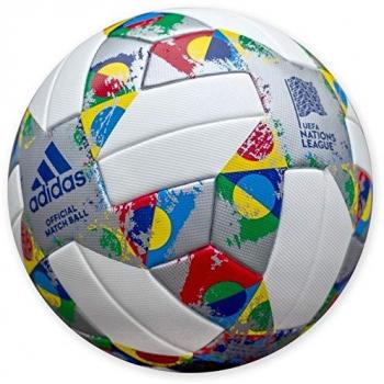 Adidas Junior UEFA OMB NL Log Fußball – Weiß/Schimmer & Farbige Details, Größe 5